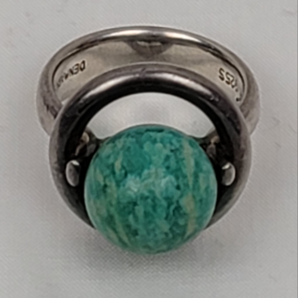 Vintage Tourquose Silver Dome Ring Denmark Collectible